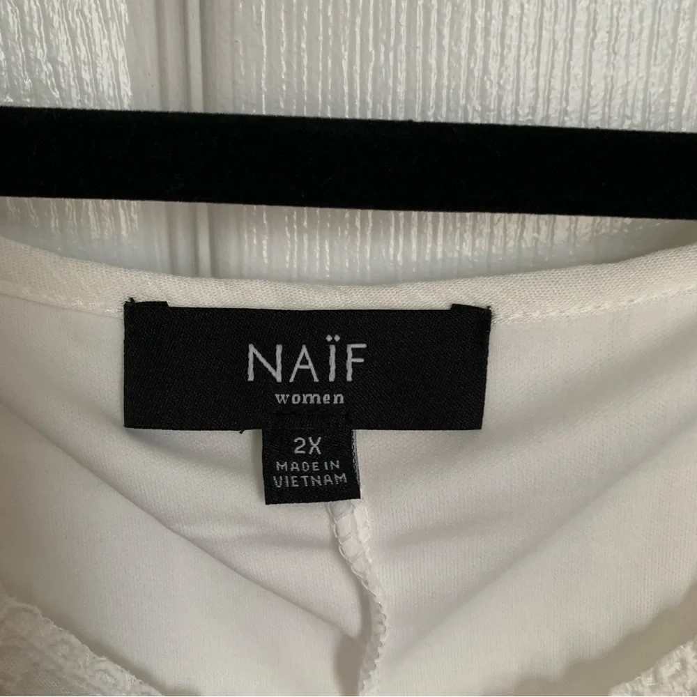 NAÏF 2x cold shoulder lined gauzy off white dress. Never worn. NWOT - Picture 4 of 5